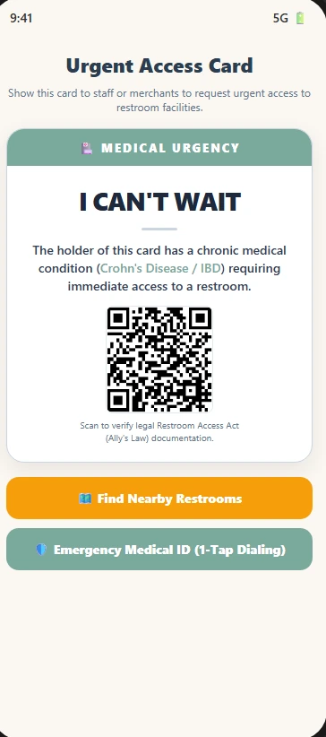 Healthy Crohns app: “I Can’t Wait” card