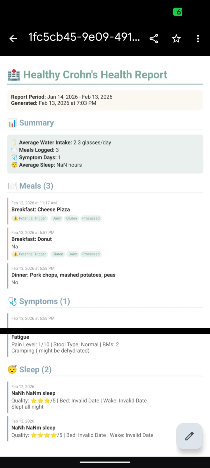 Generated health report